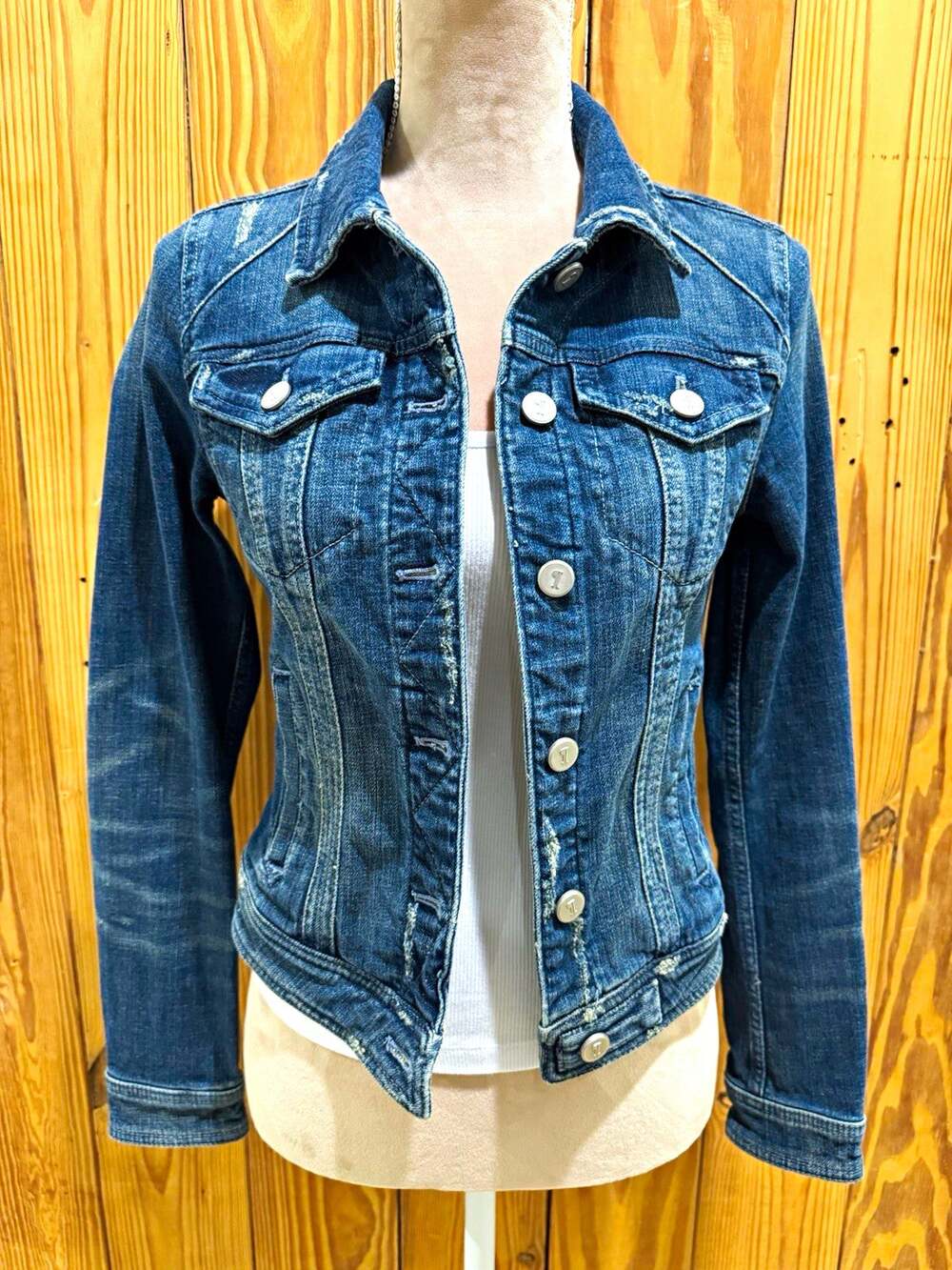Pilcro and the Letterpress Womens Blue Denim Jacket Button Pockets S
